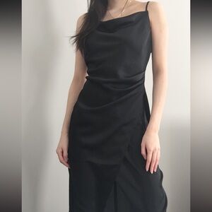 Simons Satin cowl neck wrap slip dress size small